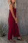 Pink red spaghetti straps wide leg pocketed jumpsuits - & rompers