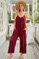 Pink red spaghetti straps wide leg pocketed jumpsuits - & rompers