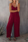 Pink red spaghetti straps wide leg pocketed jumpsuits - & rompers