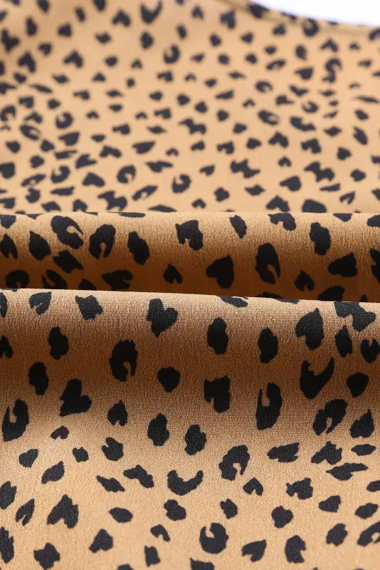 Spliced leopard print wrap long sleeve bodysuit - l / 100% polyester - bodysuits