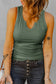 Rose split neck ribbed knit tank top - green / s / 95% polyester + 5% spandex - tops