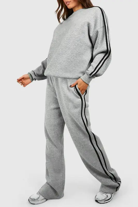 Sportstripe cozy tracksuit - light grey / s / 50% polyester + 50% cotton - activewear/activewear sets