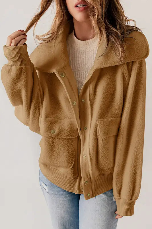 Cozy spread collar fleece jacket | women’s jackets | fashionfitz