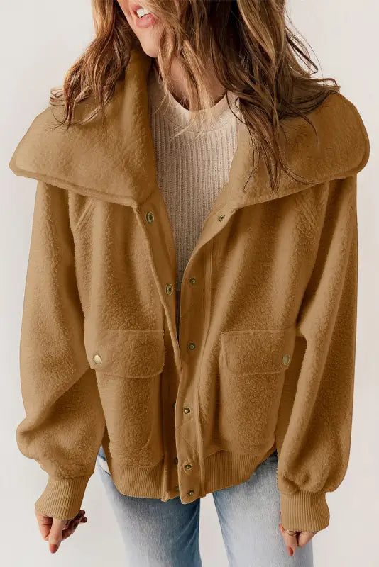 Cozy spread collar fleece jacket | women’s jackets | fashionfitz