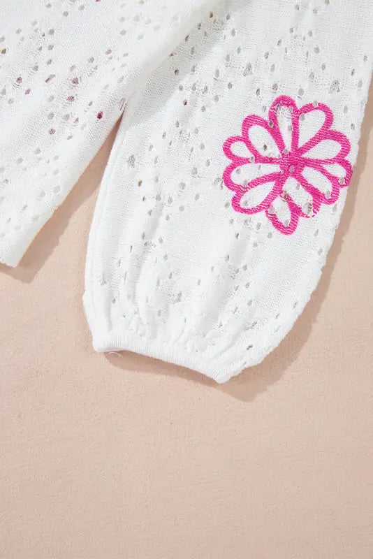 Spring fling eyelet sweater - floral pointelle knit | fashionfitz