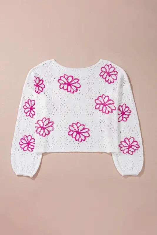 Spring fling eyelet sweater - floral pointelle knit | fashionfitz