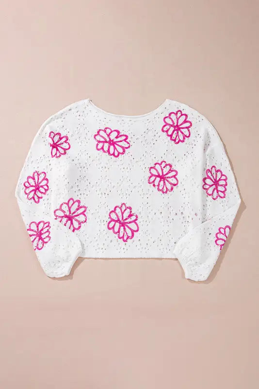 Spring fling eyelet sweater - floral pointelle knit | fashionfitz