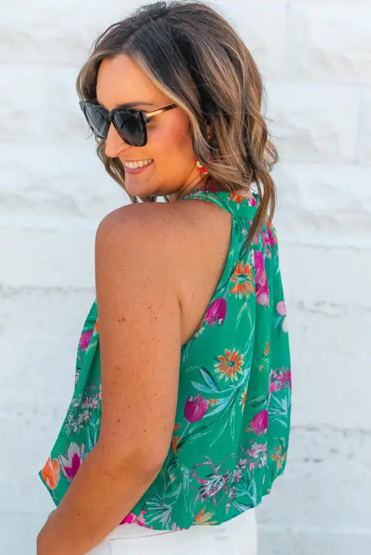 Spring fling floral tank top - tops