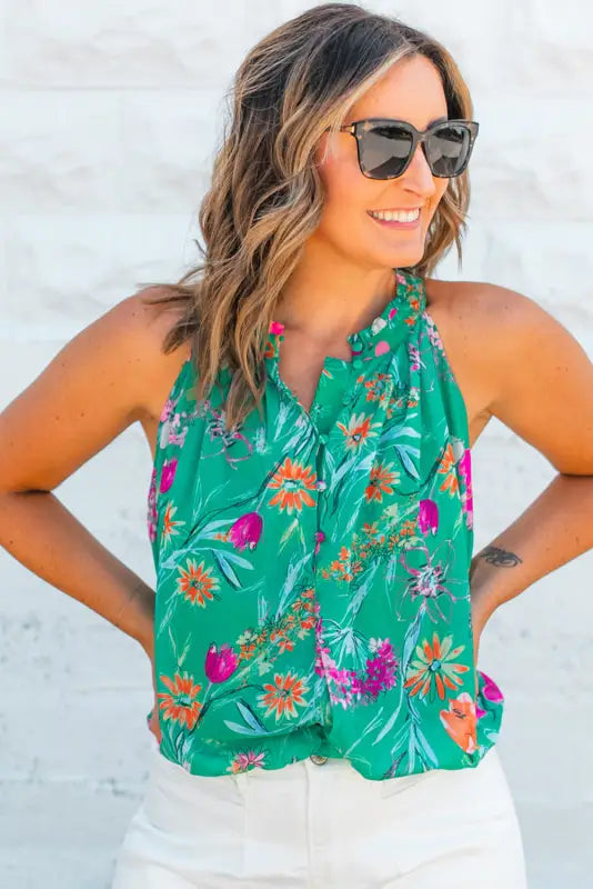 Spring fling floral tank top - tops