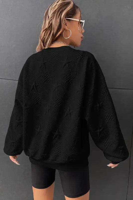 Star embossed textured sweatshirt - sweatshirts