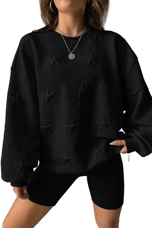 Star embossed textured sweatshirt - sweatshirts