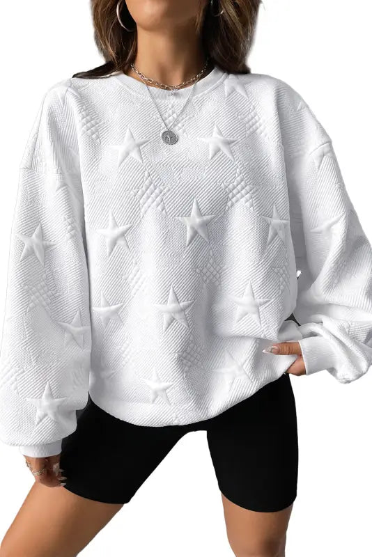 Star embossed textured sweatshirt - sweatshirts