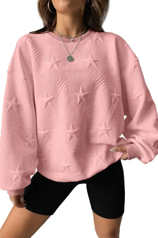 Star embossed textured sweatshirt - sweatshirts