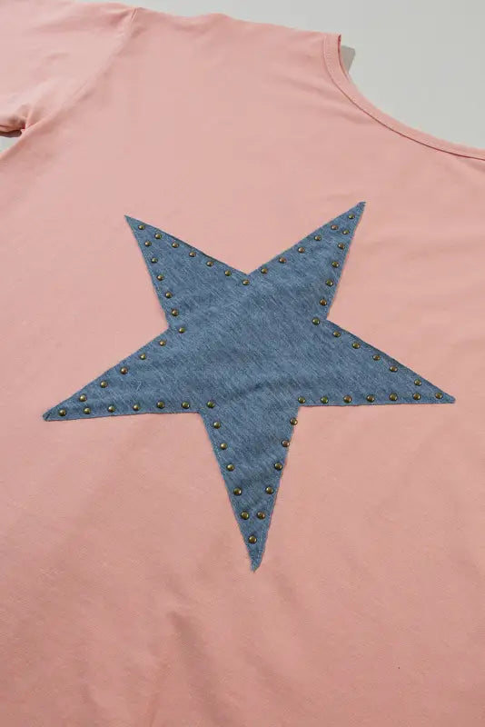 Star patch graphic high low tee - tops/tops & tees