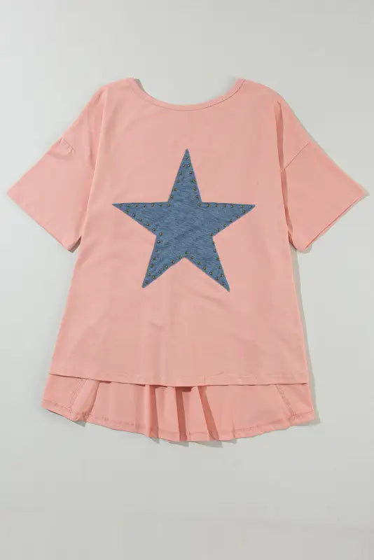 Star patch graphic high low tee - tops/tops & tees