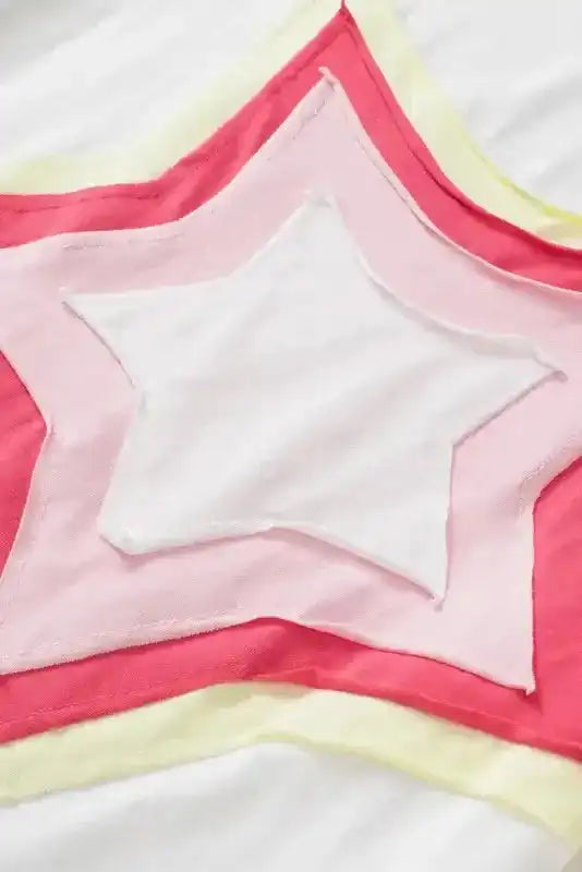 Star Patched Half Sleeve Oversized Tee - Fashionfitz