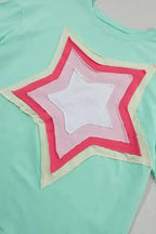 Star Patched Half Sleeve Oversized Tee - Fashionfitz