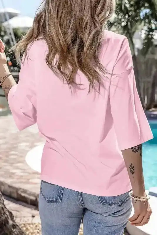 Star Patched Half Sleeve Oversized Tee - Fashionfitz