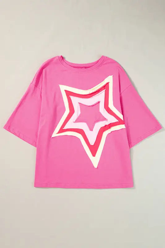 Star patched half sleeve oversized tee