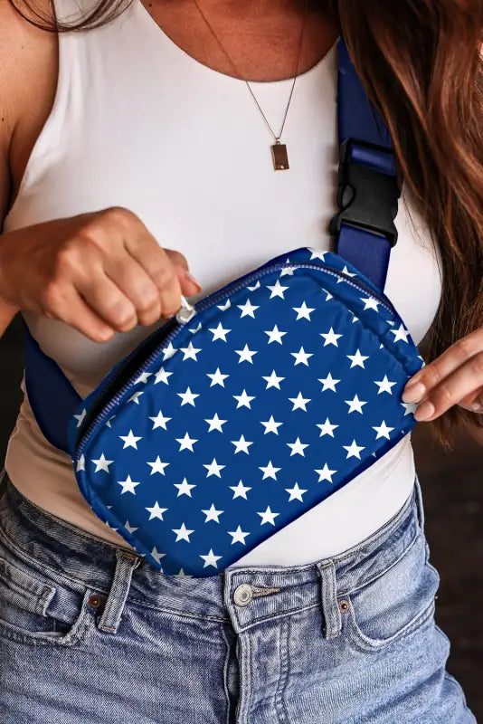 Star printed crossbody bag - bluing / one size / nylon - shoes & bags/crossbody bags