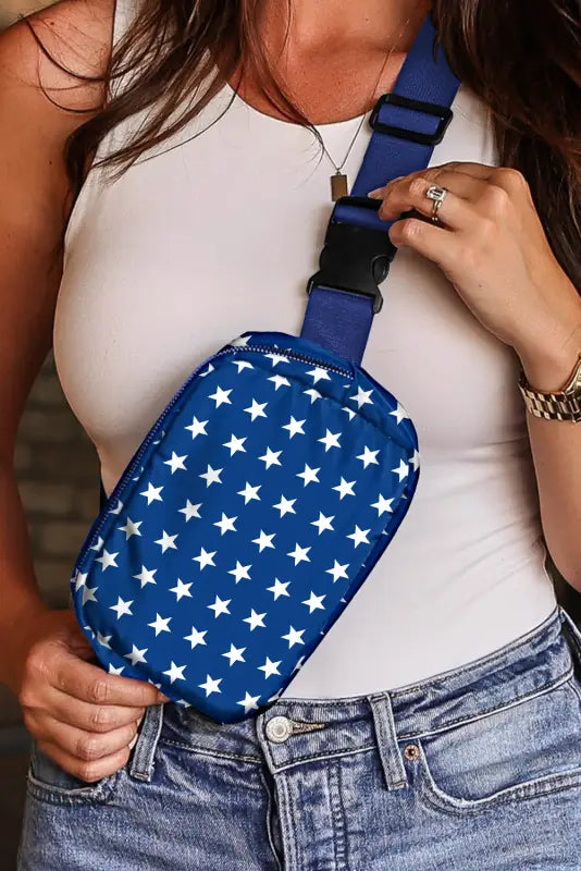 Star printed crossbody bag - bluing / one size / nylon - shoes & bags/crossbody bags