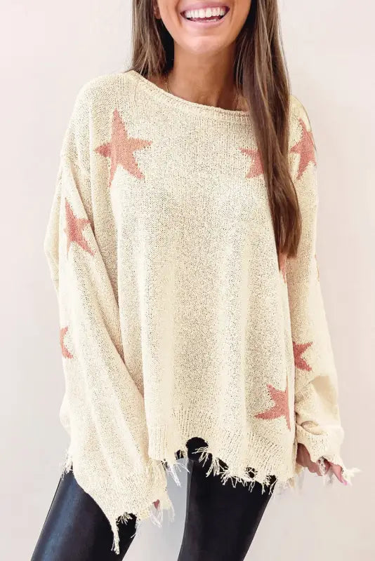 Starry raw hem sweater