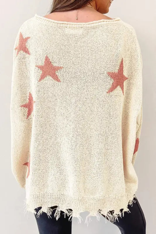 Starry raw hem sweater