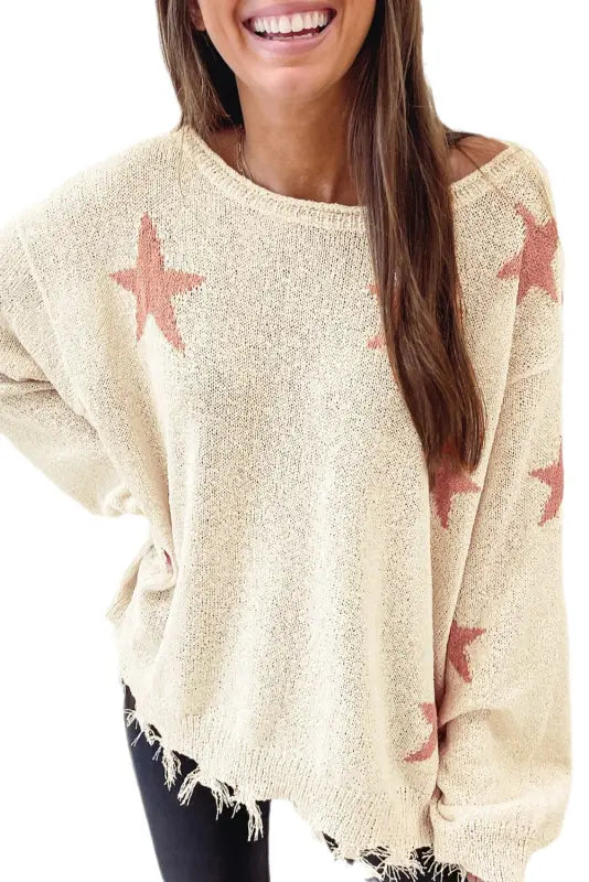 Starry raw hem sweater