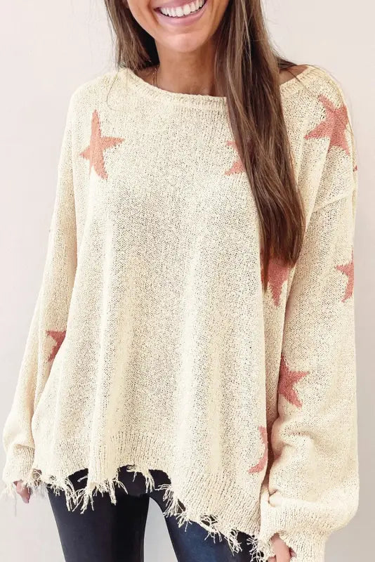 Starry raw hem sweater