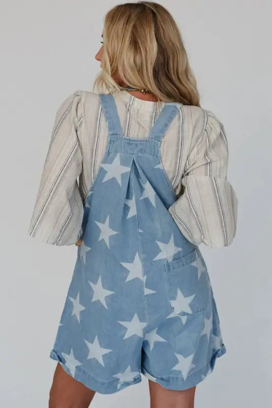 Starry sky denim romper