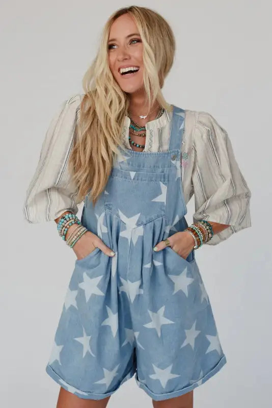 Starry sky denim romper