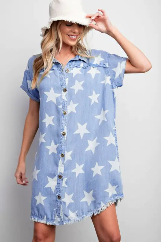 Stellar edge denim dress - dresses