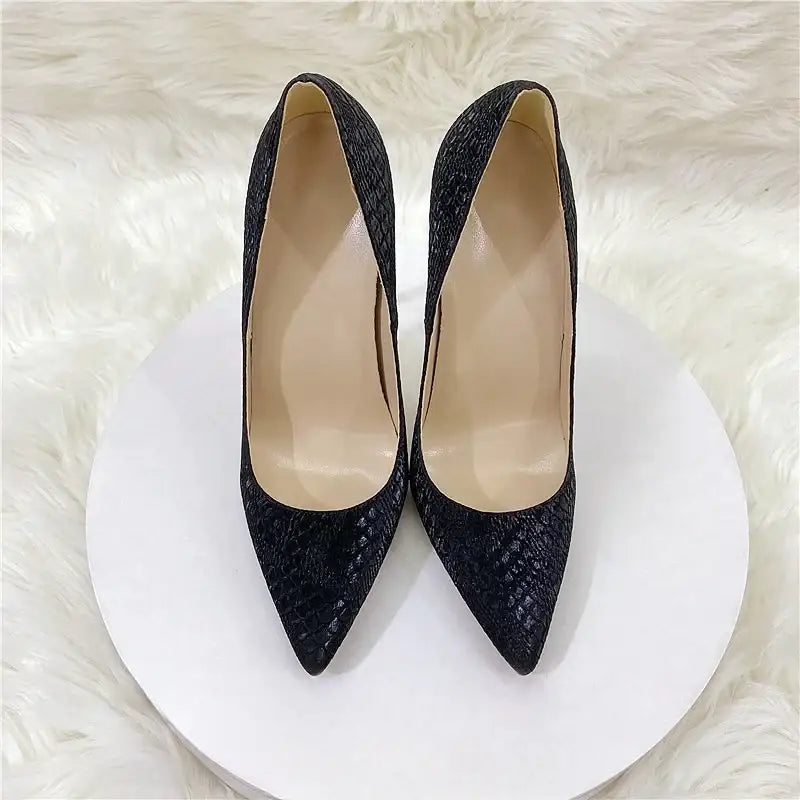 Stiletto snake skin pattern high heels shoes - pumps