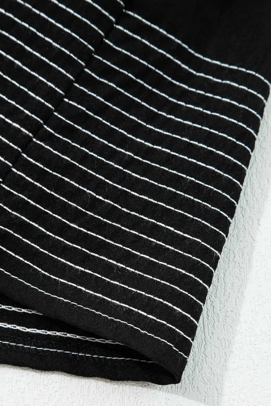 Stitch detail tiered v‑neck babydoll dress | fashionfitz®