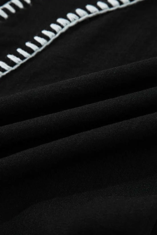 Stitch detail tiered v‑neck babydoll dress | fashionfitz®