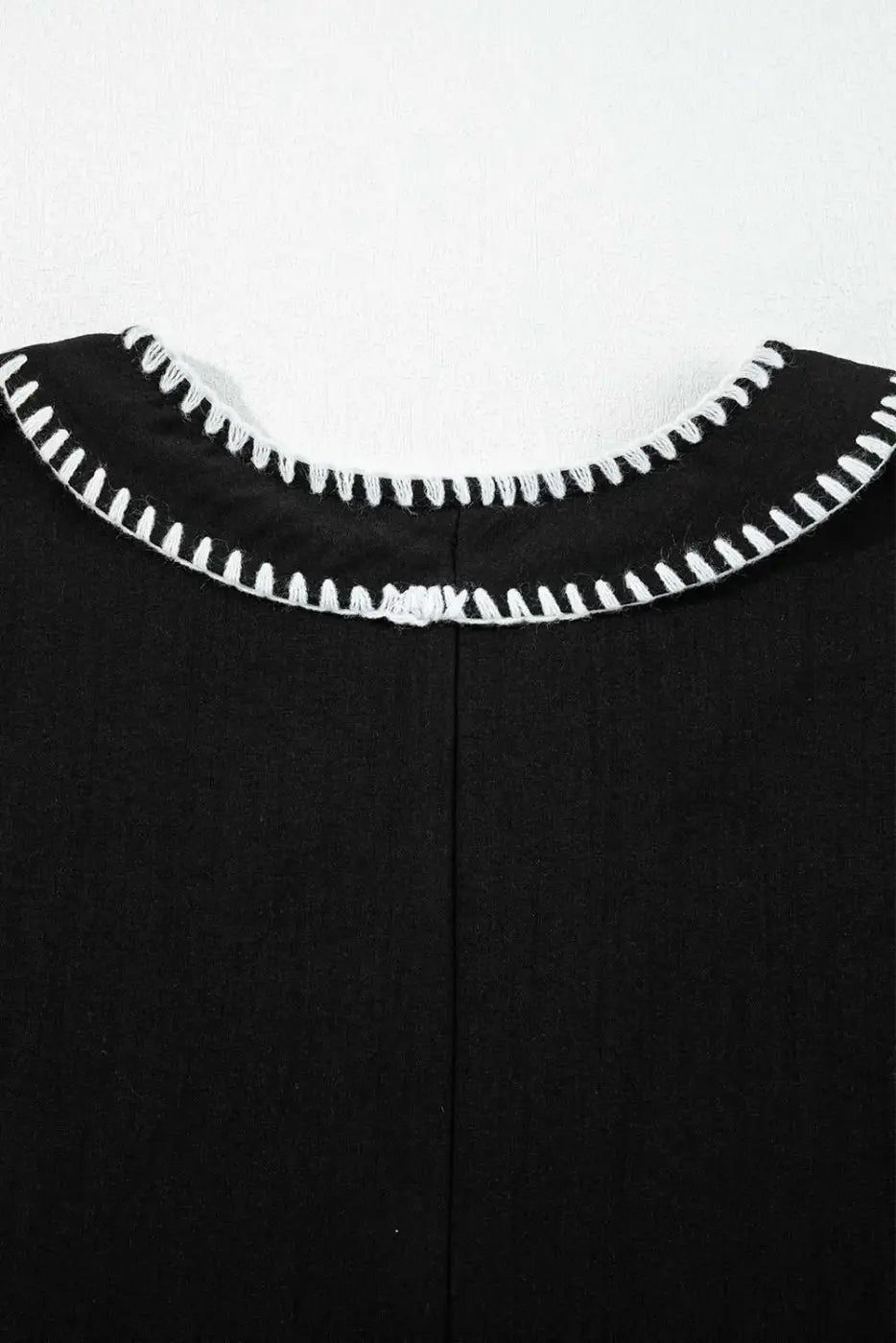 Stitch detail tiered v‑neck babydoll dress | fashionfitz®