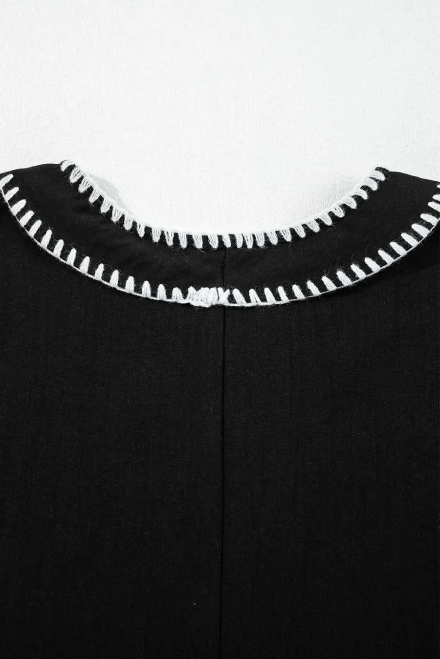 Stitch detail tiered v‑neck babydoll dress | fashionfitz®