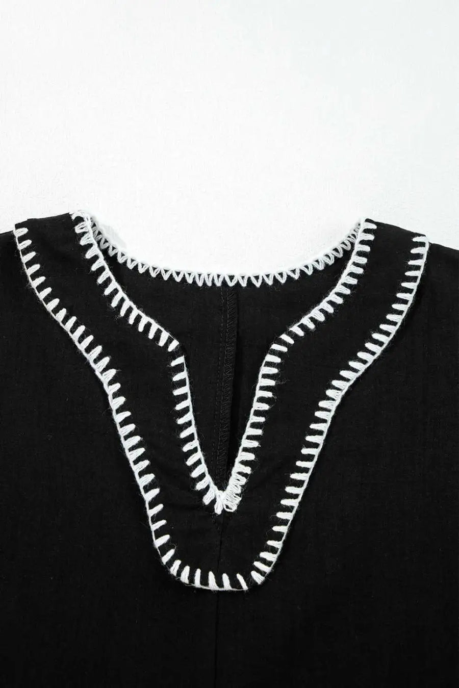 Stitch detail tiered v‑neck babydoll dress | fashionfitz®