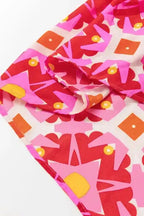 Strawberry Maxi Dress - Pink Geo Print V-neck - Fashionfitz