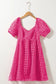 Strawberry pink checkered puff sleeve babydoll dress - dresses