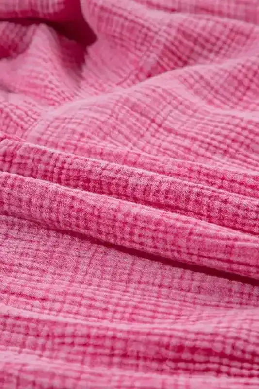 Strawberry Pink Mineral Wash Tiered Dress - Fashionfitz