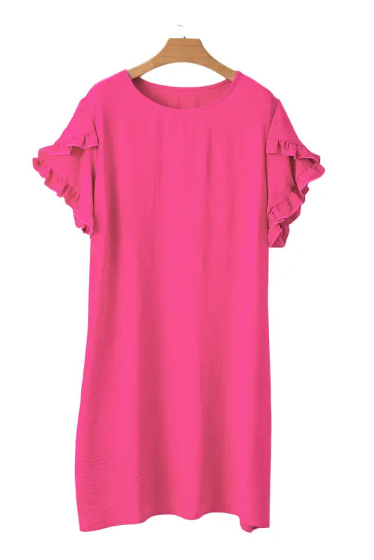 Strawberry pink mini dress - ruffled sleeve plus size - size/plus dresses/plus dresses