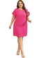 Strawberry pink mini dress - ruffled sleeve plus size - size/plus dresses/plus dresses