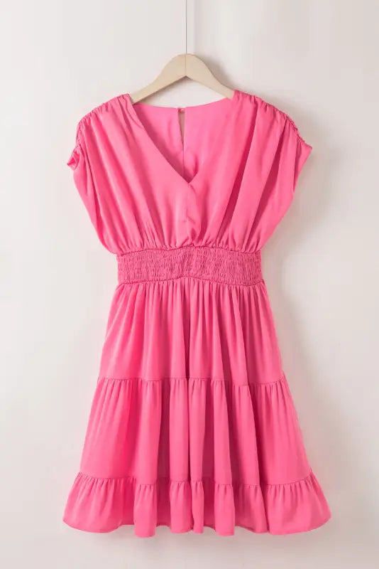 Strawberry pink tiered ruffled mini dress - dresses/mini dresses