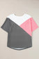 Strawberry t-shirt - pink color-block waffle knit half sleeve - t-shirts