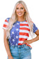 Stripe american flag print distressed crew neck t shirt - t-shirts