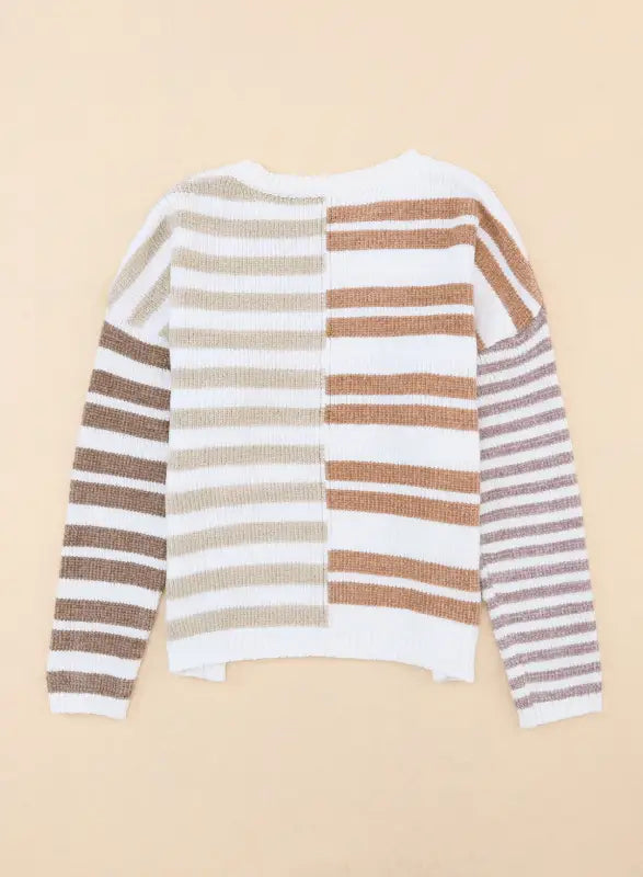 Stripe blocked drop shoulder slouchy sweater - sweaters & cardigans