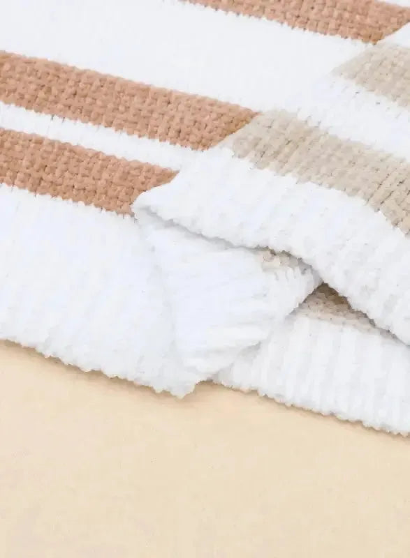 Stripe Blocked Drop Shoulder Slouchy Sweater - Fashionfitz