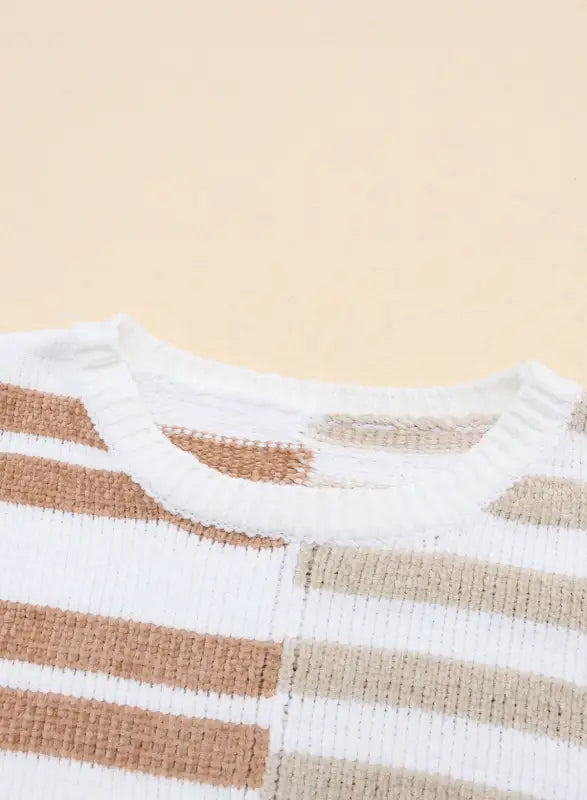 Stripe blocked drop shoulder slouchy sweater - sweaters &