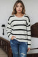 Stripe buttoned decor sweater - sweaters